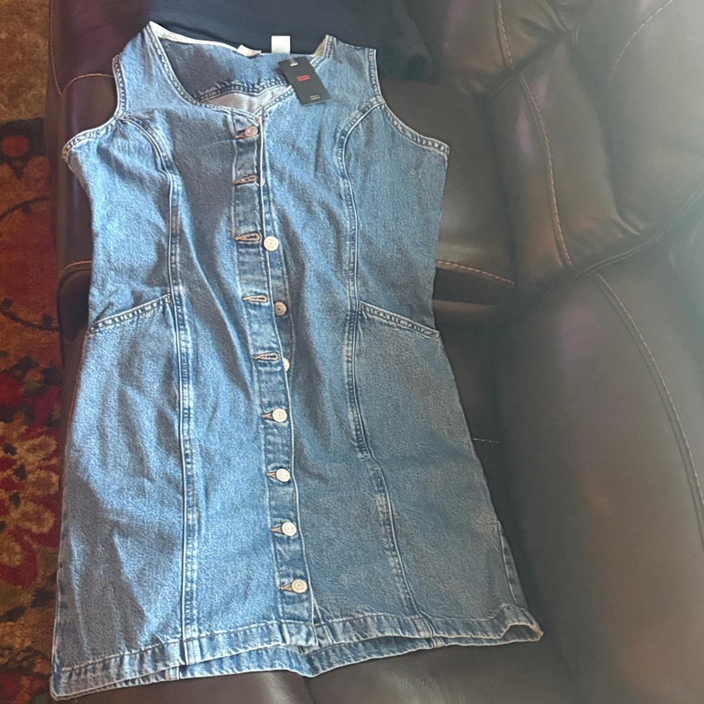 Levi's Light Blue Button-Front Mini Dress